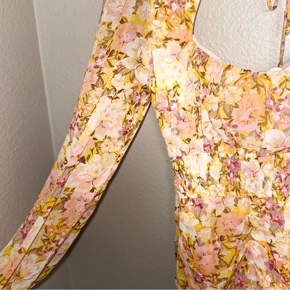 Astr the Label Floral Long Sleeve Dress in Pink and Yellow - Picture 4 of 6